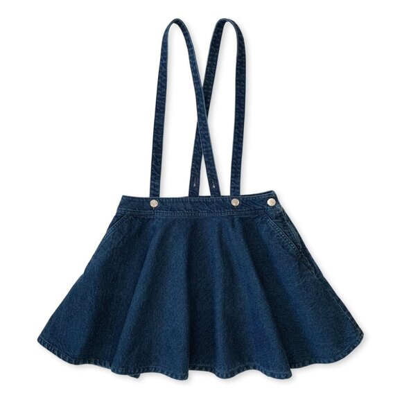 Lee Denim Jean Short Skirt Suspender Overalls Prep Western Coastal Cowgirl Boho - Picture 1 of 13